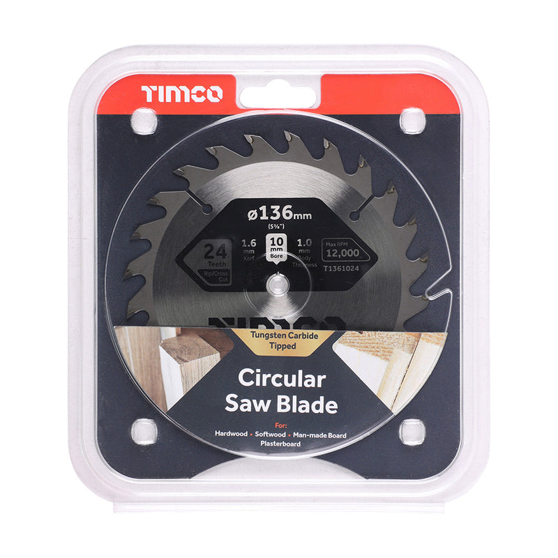 Handheld Cordless Circular Saw Blade - 136 x 10 x 24T