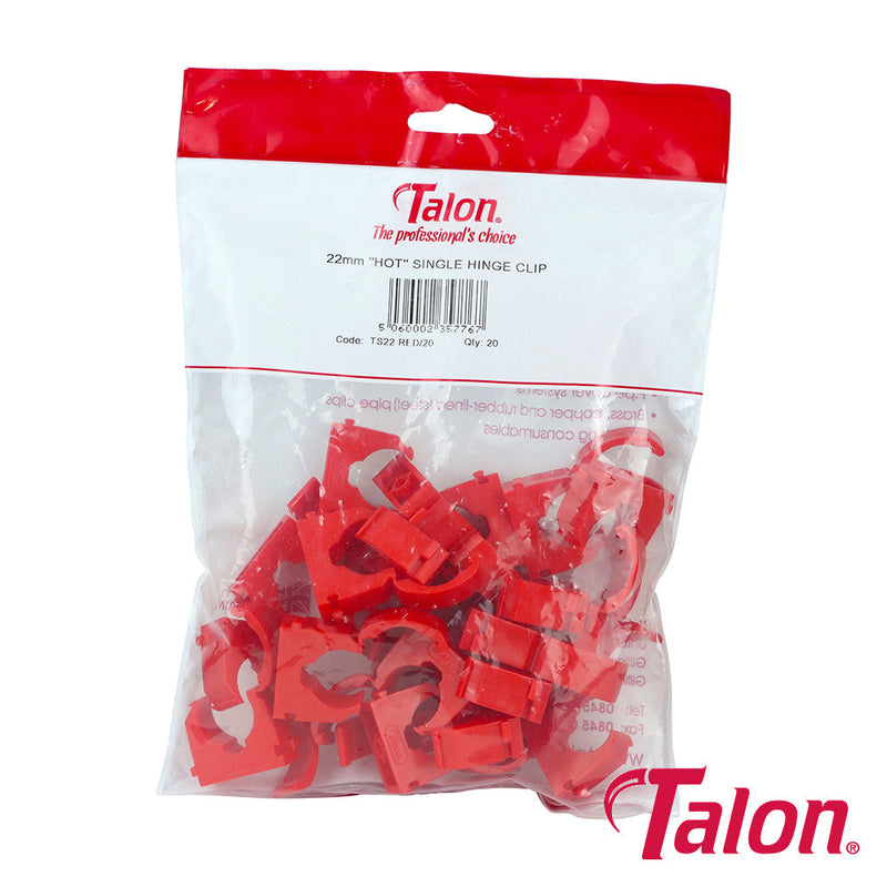 Single Hinged ID Clip - Red - TS22RED - 22mm