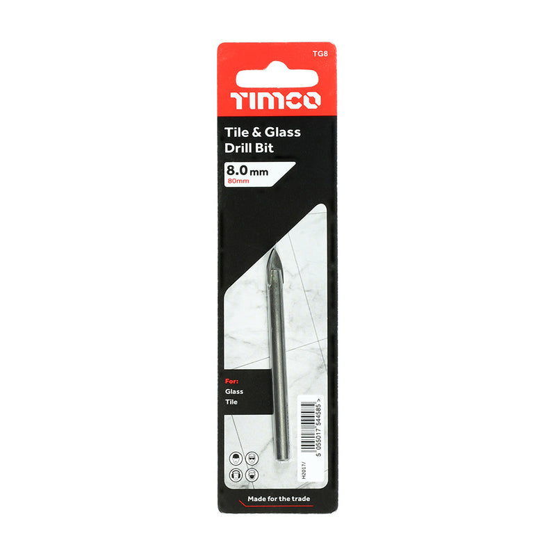 TCT Arrow Head Tile & Glass Bit - 8.0mm