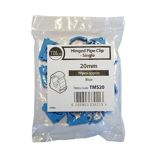 MDPE Pipe Clips - Hinged - Single - 20mm