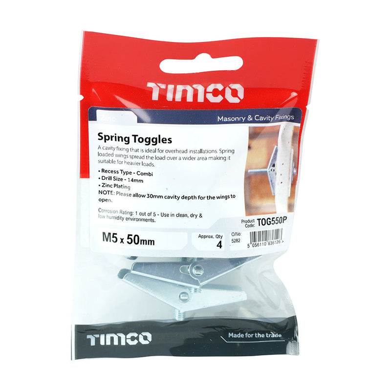 Spring Toggles - Zinc - M5 x 50