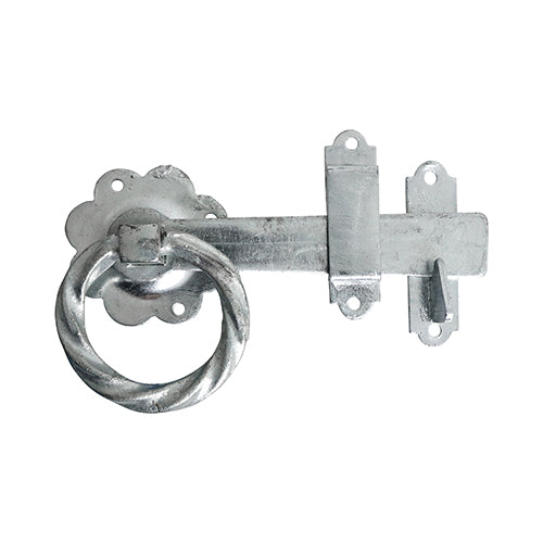 Ring Gate Latch - Twisted - Hot Dipped Galvanised - 6"