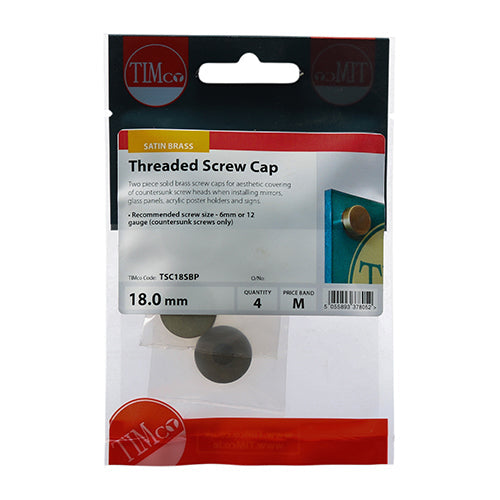 Threaded Screw Caps - Solid Brass - Satin - 18mm