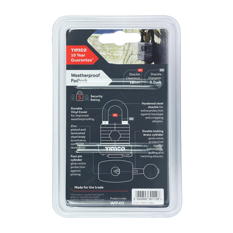 Weatherproof Padlock - 40mm