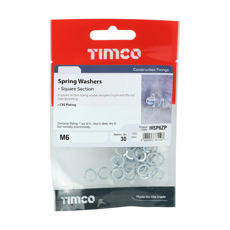 Spring Washers - Zinc - M6