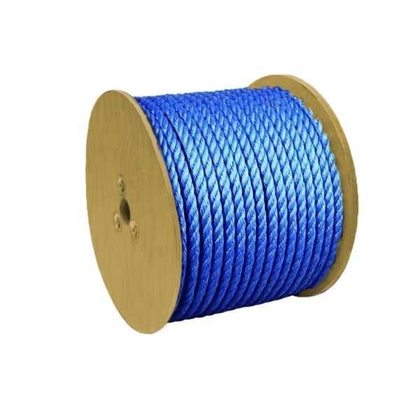 12mm Blue Polypropylene Draw Cord Rope - 500m on Wooden Drum | Heavy Duty 3-Strand Twisted Rope for Cable Pulling, Telecoms, Industrial & Marine Use