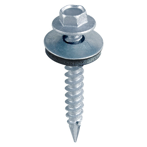 Metal Construction Thin Sheet Metal to Timber Screws - Hex - EPDM Washer - Slash Point - Zinc - 6.3 x 32