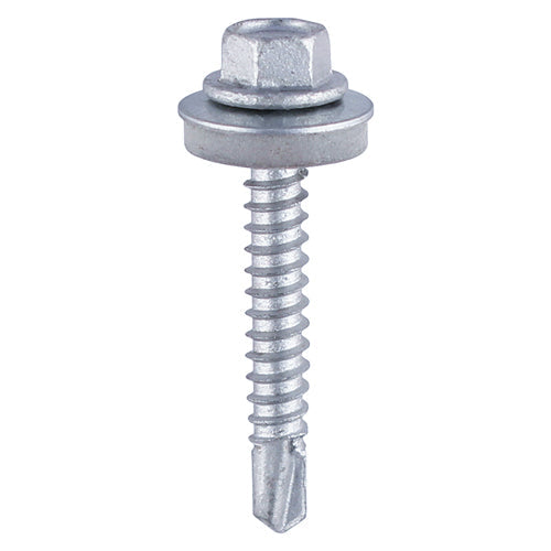 Metal Construction Heavy Section Screws - Hex - EPDM Washer - Self-Drilling - Zinc - 5.5 x 100