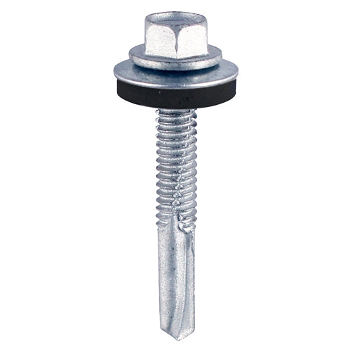 Metal Construction Heavy Section Screws - Hex - EPDM Washer - Self-Drilling - Zinc - 5.5 x 32