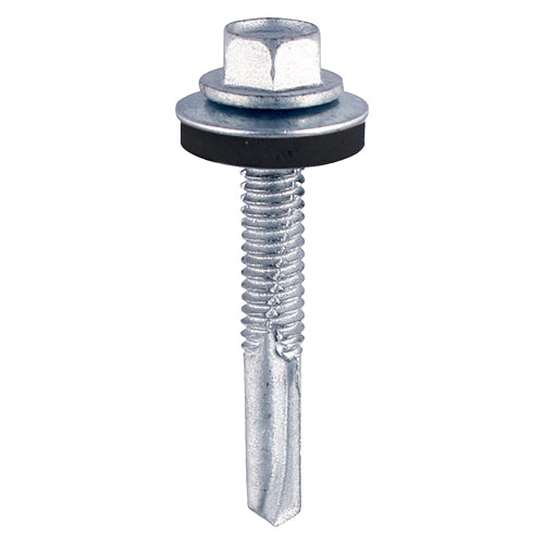 Metal Construction Heavy Section Screws - Hex - EPDM Washer - Self-Drilling - Zinc - 5.5 x 38