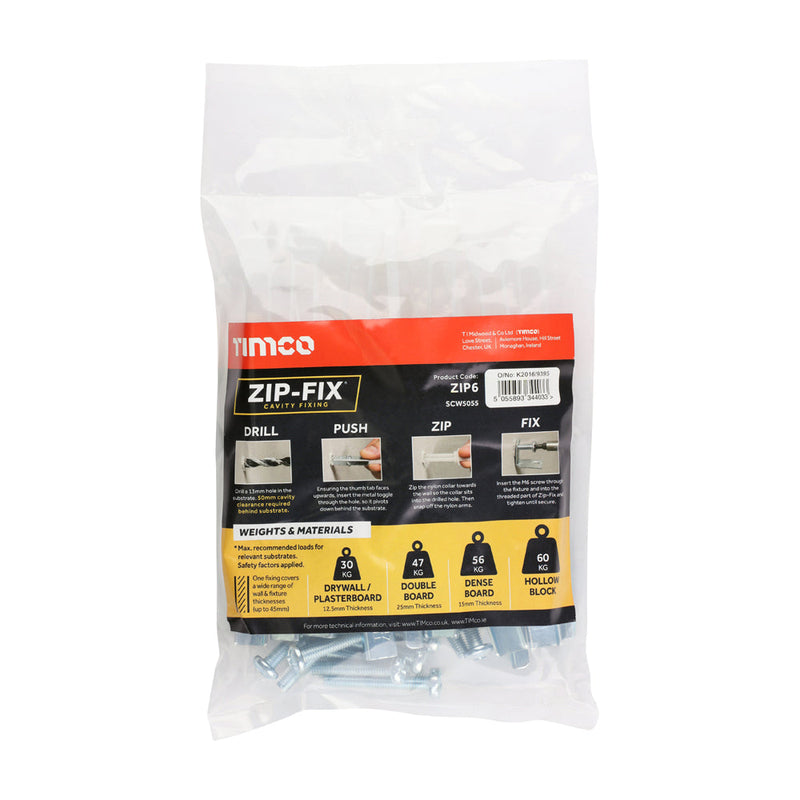 Zip-Fix Cavity Wall Fixings - Zinc - M6