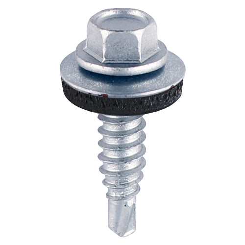 Metal Construction Stitching Screws - For Sheet to Sheet - Hex - EPDM Washer - Self-Drilling - Zinc - 6.3 x 22