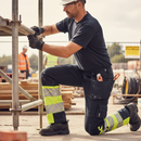 Premium Safe Trousers with Thigh Pockets - Dark Navy/Hi-Vis Yellow