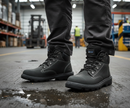 Premium Dual Density PU/Rubber Mid Cut Boot with Steel Toe Cap, Anti-Static, Slip Resistant, and Water Resistant Features