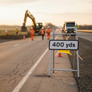 Premium 400 Yards Warning Marker Sign for Road Works - 725x275mm, Durable Material, Color Options