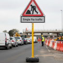 Premium Single File Traffic Roll Up Road Sign Supplementary Plate - Durable and Versatile Attachment for Road Safety
