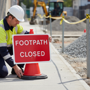 Professional Footpath Closed Sign for Cone Mounting - Durable, Scratch-Resistant Design with Reinforced Straps