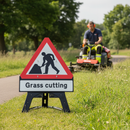 Premium Grass Cutting Supplementary Plate Sign with QuickFit Frame - Flexible Deployment and RA1 Reflectivity