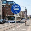 Professional Tramcars, Buses and Bicycles Only Post Mount Sign - Customizable Sizes and Variants for Clear Traffic Guidance