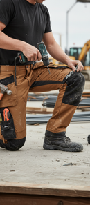 Premium Heavy Duty Slim Fit Work Trousers with Holster Pockets and 4-Way Stretch Panels for Enhanced Flexibility