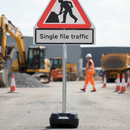 Premium Single File Traffic Roll Up Road Sign Supplementary Plate - Durable and Versatile Attachment for Road Safety