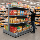 Premium Double-Sided Gondola Bay 1.4m High with Base Shelf and Adjustable Shelves for Retail Display