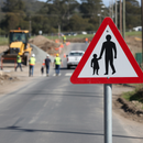 Premium Post Mounted Sign for Pedestrians In Road Ahead - Durable and Highly Visible Warning Sign for Traffic Safety