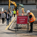 Premium Pedestrians Look Left Sign - 600x450mm with Engineer Grade Retroreflective Face for Road Safety