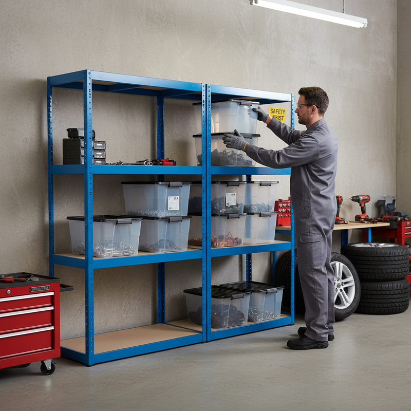 Heavy Duty Shelving Units - 1600mm High with Storage Boxes
