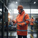 Premium Heavy Duty Electric Arc Flash & Fire Retardant Hi-Vis Orange Storm Coat with Anti-Static Features and Waterproof Design