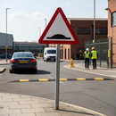 Premium Speed Bumps Ahead Post Mounted Sign with Reflective Face, Available in Multiple Sizes for Enhanced Safety