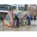 Premium Multi-Coloured 10 Bike Shelter with Galvanised Steel Framework and UV-Protected Sheeting for All Weather Protection