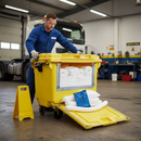 Premium Oil Only Spill Kit with Wheeled Drop Front Bin
