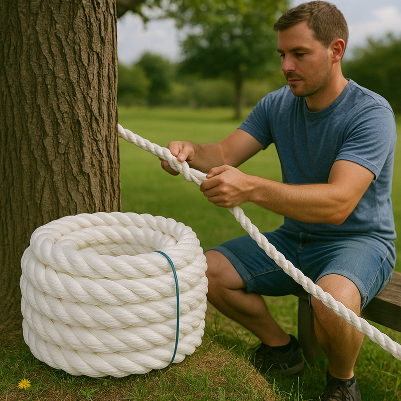 18mm White Polypropylene Rope 3 Strand - 30m Weatherproof Coil
