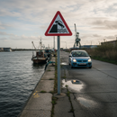 Professional Post Mounted Quayside or River Bank Warning Sign - 450mm to 1500mm Options Available