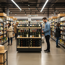 Premium Three-Tier Wines and Spirits Display Stand - Multifunctional Retail Rack for Showcasing Alcohol Selections