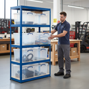 Heavy Duty Shelving Unit - 1800mm High with 8x 33.5L Storage Boxes