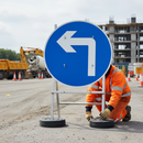Premium Left Turn Ahead Quick Fit Sign Dia. 609 - 750mm Plastic for Road Safety - High-Quality Professional Grade for Industrial and Commercial App...