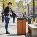 Premium Rectangular Litter Bin 100L with Classic Wood Design for Outdoor Use - High-Quality Professional Grade for Industrial and Commercial Applic...