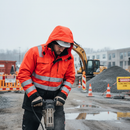 Premium Hi-Vis Red and Black Heavy Duty Winter Parka with Wind and Water Resistance, Adjustable Waist, and Heat-Pressed Reflectors