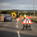 Premium Road Narrows Both Sign - High-Performance Easy Change System, 750mm Diameter for Safety