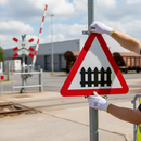 Professional Gated or Barrier Level Crossing Post Mounted Sign for Road Safety - 450mm to 1500mm Sizes Available