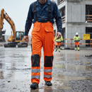 Professional Hi-Vis Waterproof Over-Trousers for Extreme Weather Conditions with Adjustable Leg Hems and Reinforced Knees