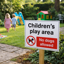 Children's Play Area Safety Sign – No Dogs Allowed – 1mm Rigid Plastic – Indoor/Outdoor Use