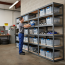 Premium 4x Shelving Units - 1800mm High - Grey with 12x 24L Plastic Storage Boxes