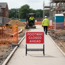 Premium Reflective Footway Closed Ahead Sign - 600x450mm Quick Fit Face for Pedestrian Safety