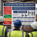 Construction Site Safety Notice Board – 1800mm x 1000mm – Durable Plastic – Industrial Use