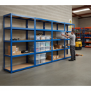 4x Heavy Duty Shelving Units - 1800mm High - Blue with 8x 60L Plastic Storage Boxes