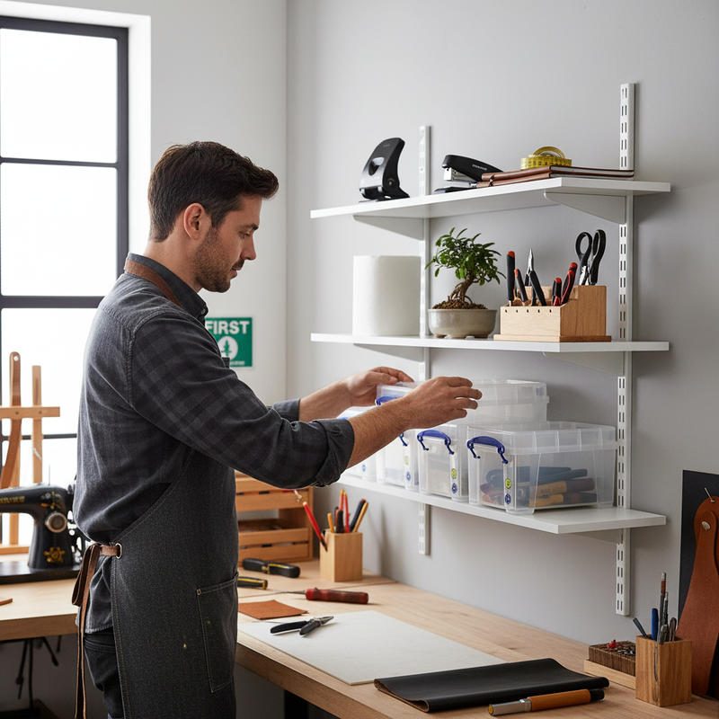 Premium Twin Slot Wall Mounted Shelving - 1000mm Wide - White Melamine
