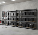 2x Premium Heavy Duty Shelving - 1770mm High - Grey with 8x 37L Plastic Storage Boxes